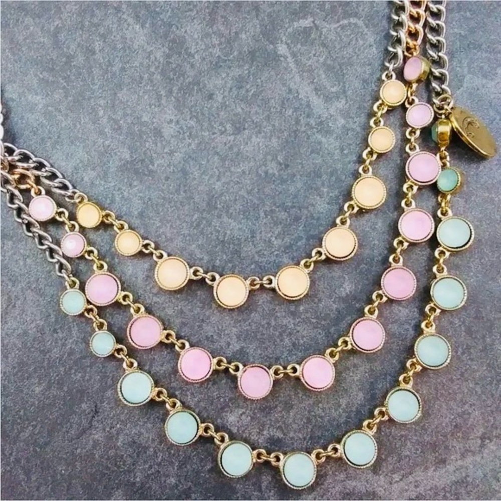 Juicy Couture.Gold /Silver & pastel colorful Rhinestones Necklace 18-20.5”